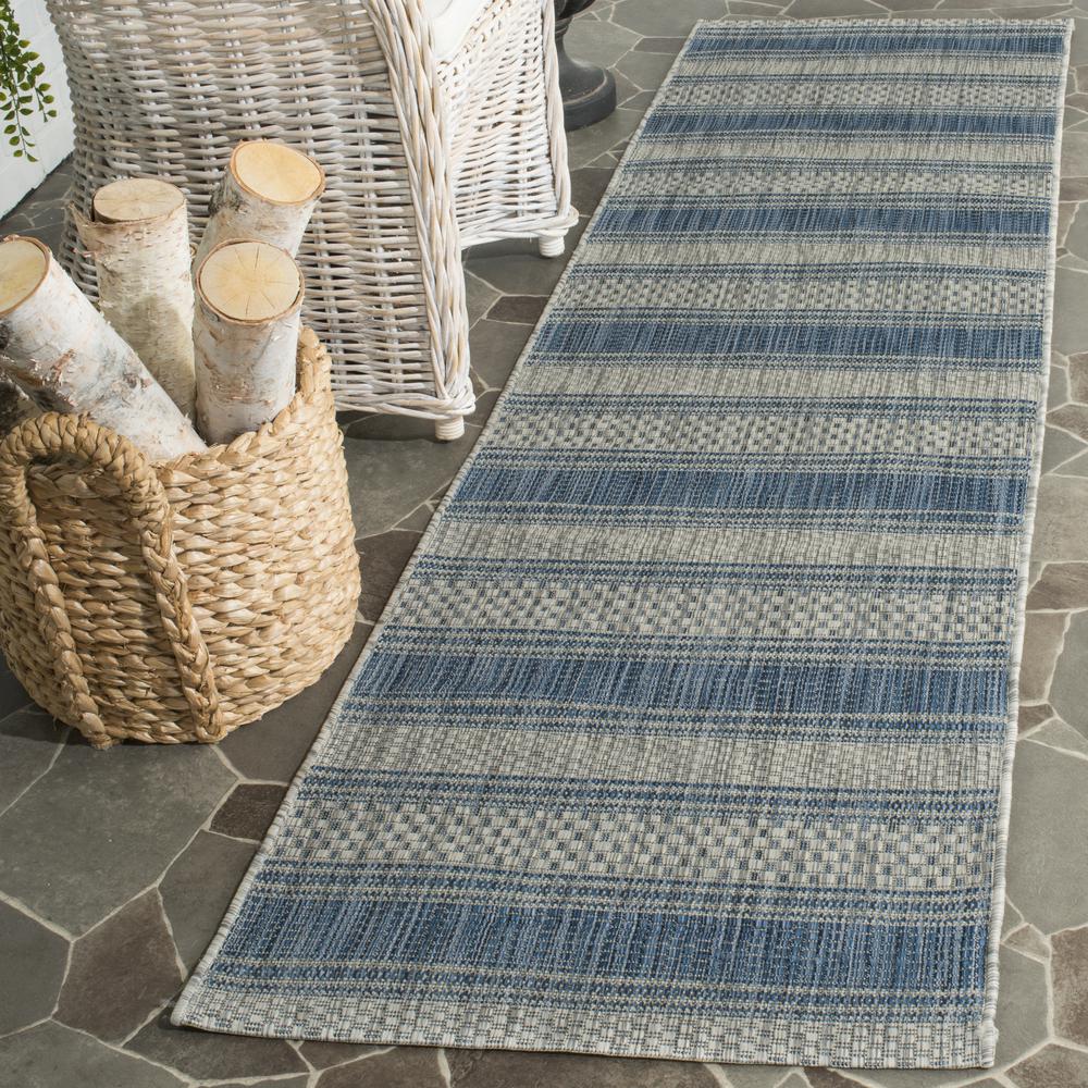 COURTYARD, GREY / NAVY, 2'-3" X 8', Area Rug, CY8464-36812-28. Picture 1