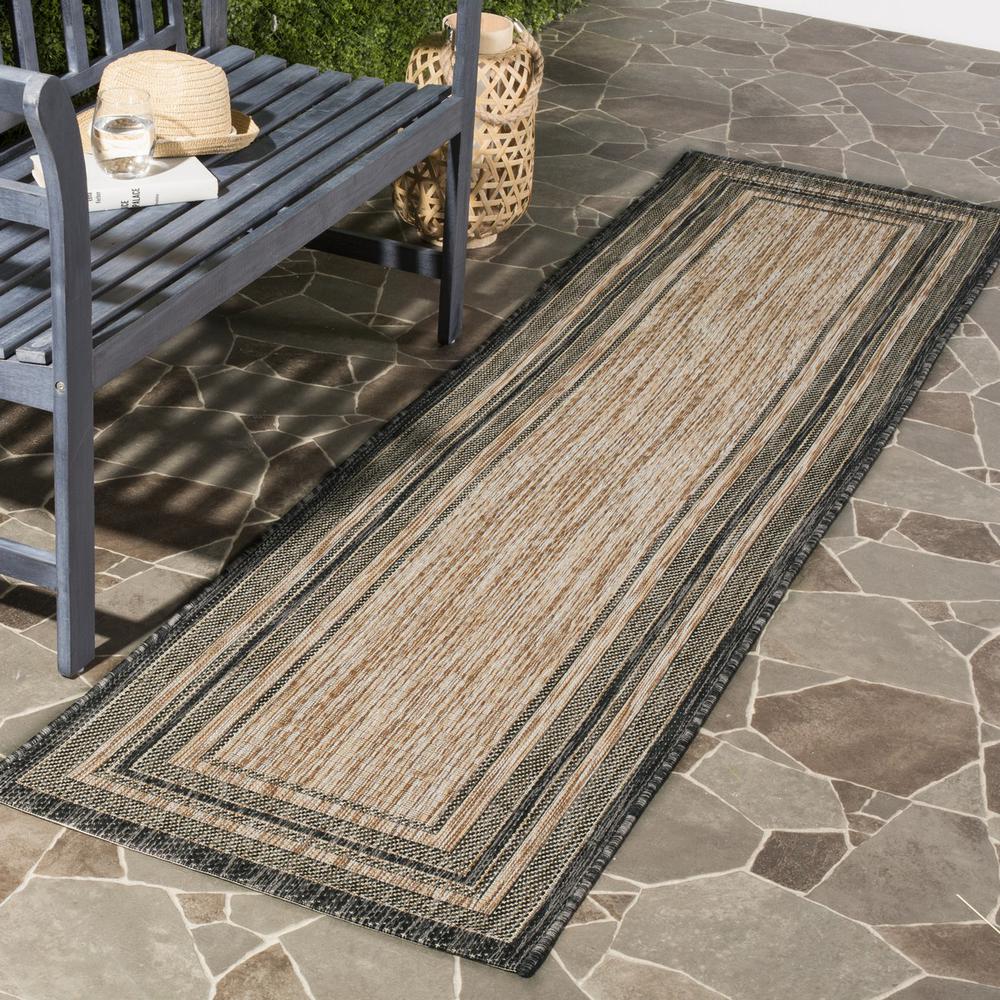 COURTYARD, NATURAL / BLACK, 2'-3" X 12', Area Rug, CY8475-37312-212. Picture 1