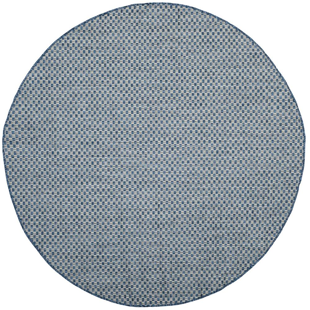 COURTYARD, BLUE / LIGHT GREY, 6'-7" X 6'-7" Round, Area Rug. Picture 1