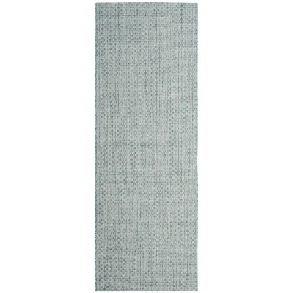 COURTYARD, LIGHT BLUE / LIGHT GREY, 2'-3" X 12', Area Rug. Picture 1