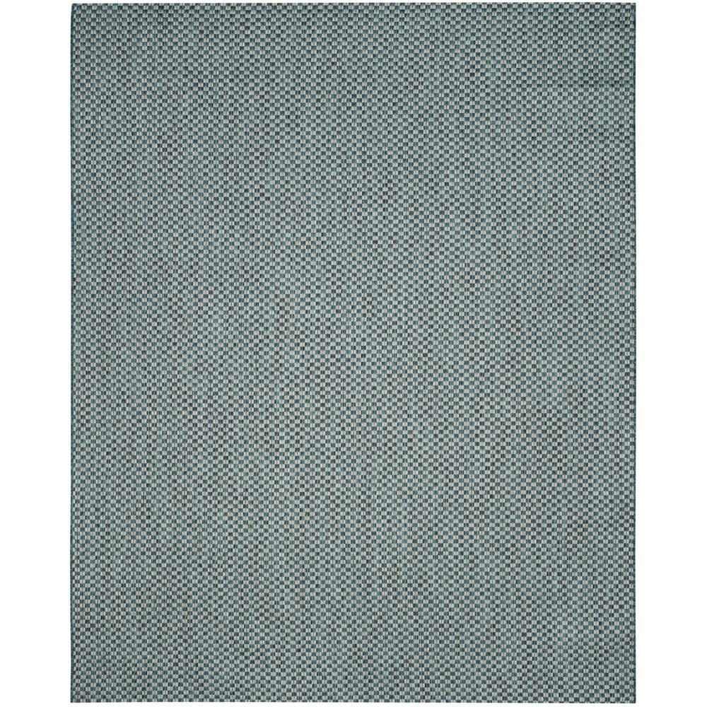 COURTYARD, TURQUOISE / LIGHT GREY, 9' X 12', Area Rug. Picture 1