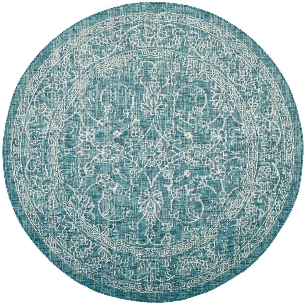 COURTYARD, TURQUOISE, 6'-7" X 6'-7" Round, Area Rug. Picture 1
