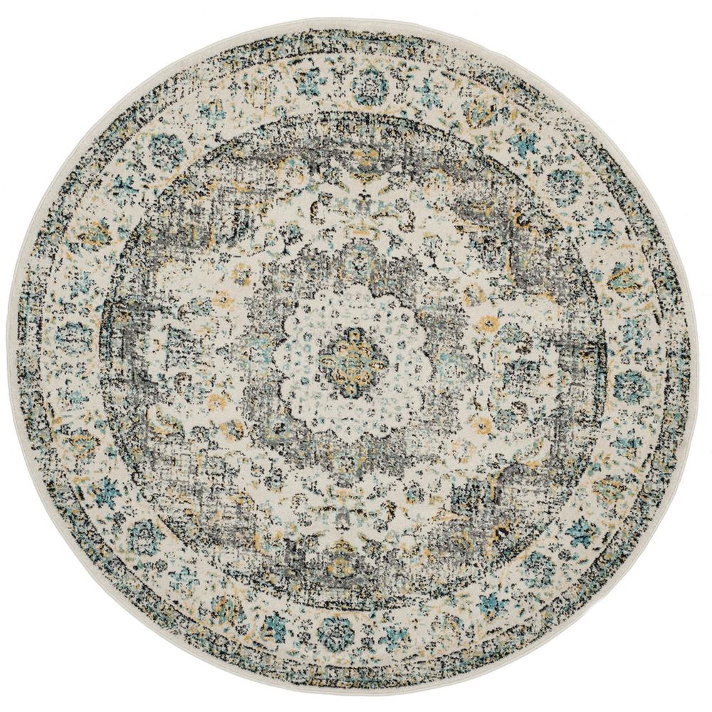 EVOKE, GREY / GOLD, 6'-7" X 6'-7" Round, Area Rug, EVK220B-7R. Picture 1