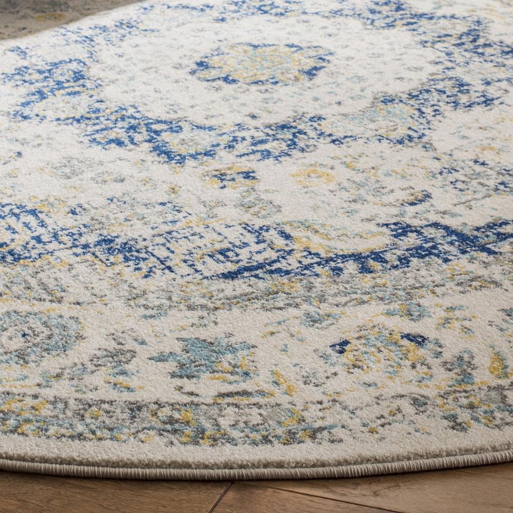 EVOKE, IVORY / BLUE, 5'-1" X 5'-1" Round, Area Rug, EVK220C-5R. Picture 1