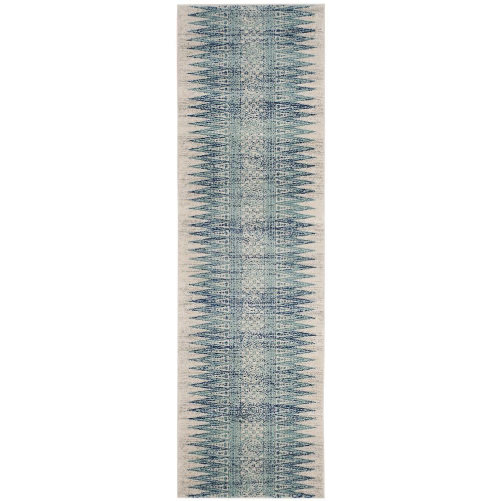 EVOKE, IVORY / TURQUOISE, 2'-2" X 7', Area Rug. Picture 1