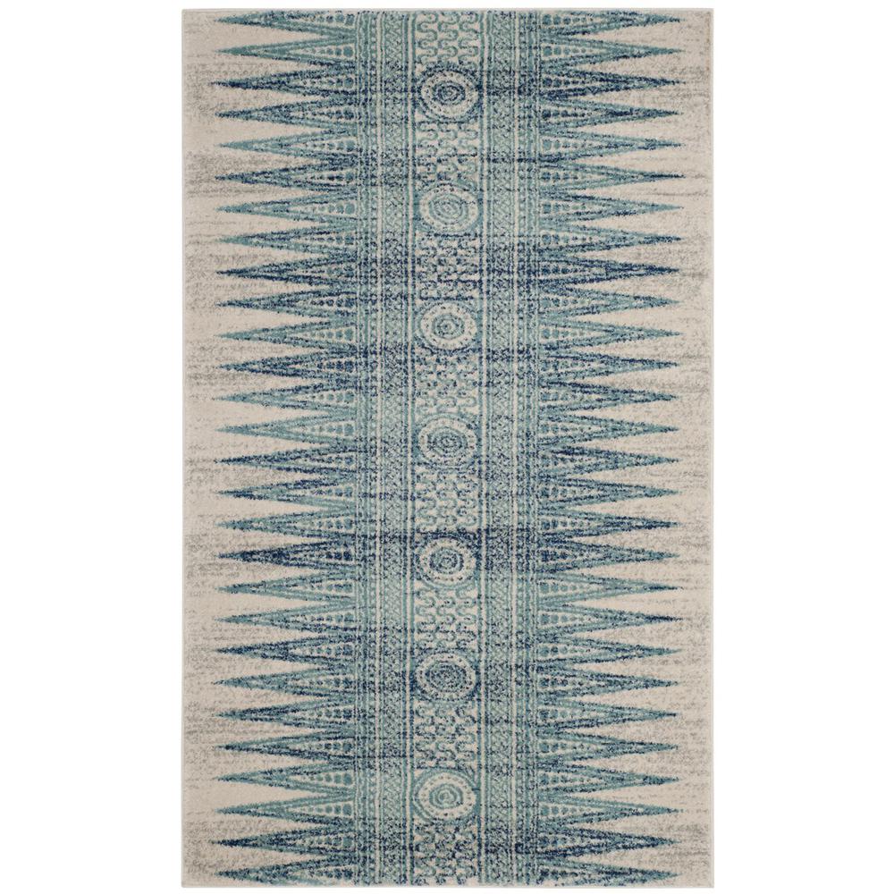 EVOKE, IVORY / TURQUOISE, 3' X 5', Area Rug. Picture 1