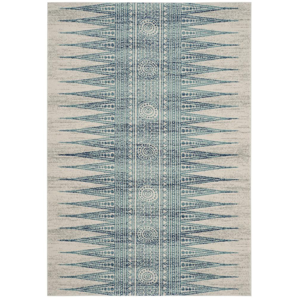 EVOKE, IVORY / TURQUOISE, 5'-1" X 7'-6", Area Rug. Picture 1