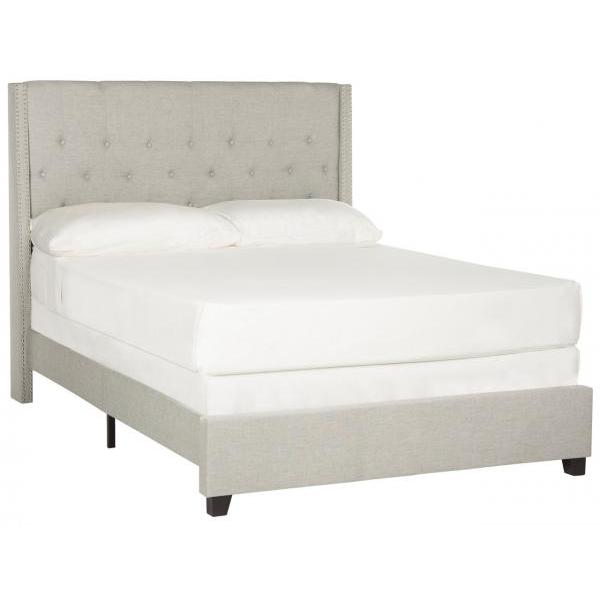 Safavieh Winslet Modern Tufted Upholstered Bed Frame with Nail Heads. Picture 1