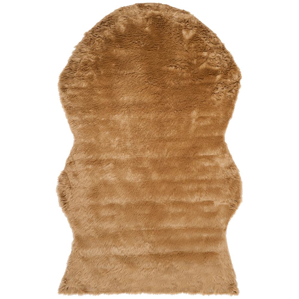 FAUX SHEEP SKIN, CAMEL, 5' X 8', Area Rug. Picture 1