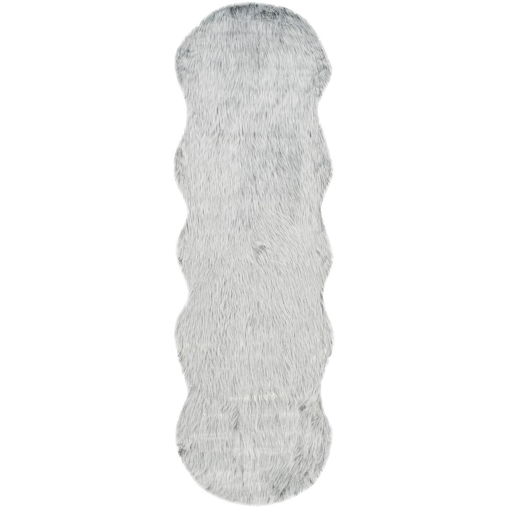 FAUX SHEEP SKIN, LIGHT GREY, 2'-6" X 8', Area Rug. Picture 1