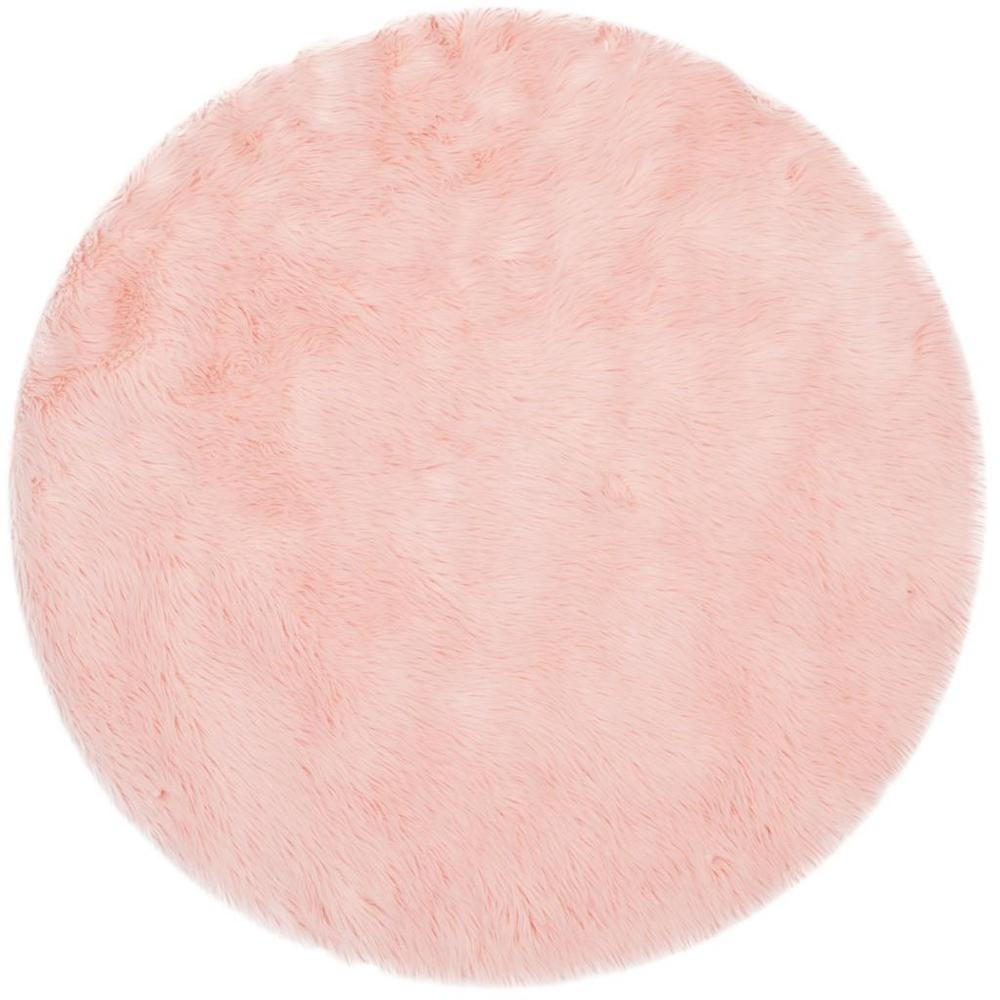 FAUX SHEEP SKIN, PINK, 4' X 4' Round, Area Rug. Picture 1