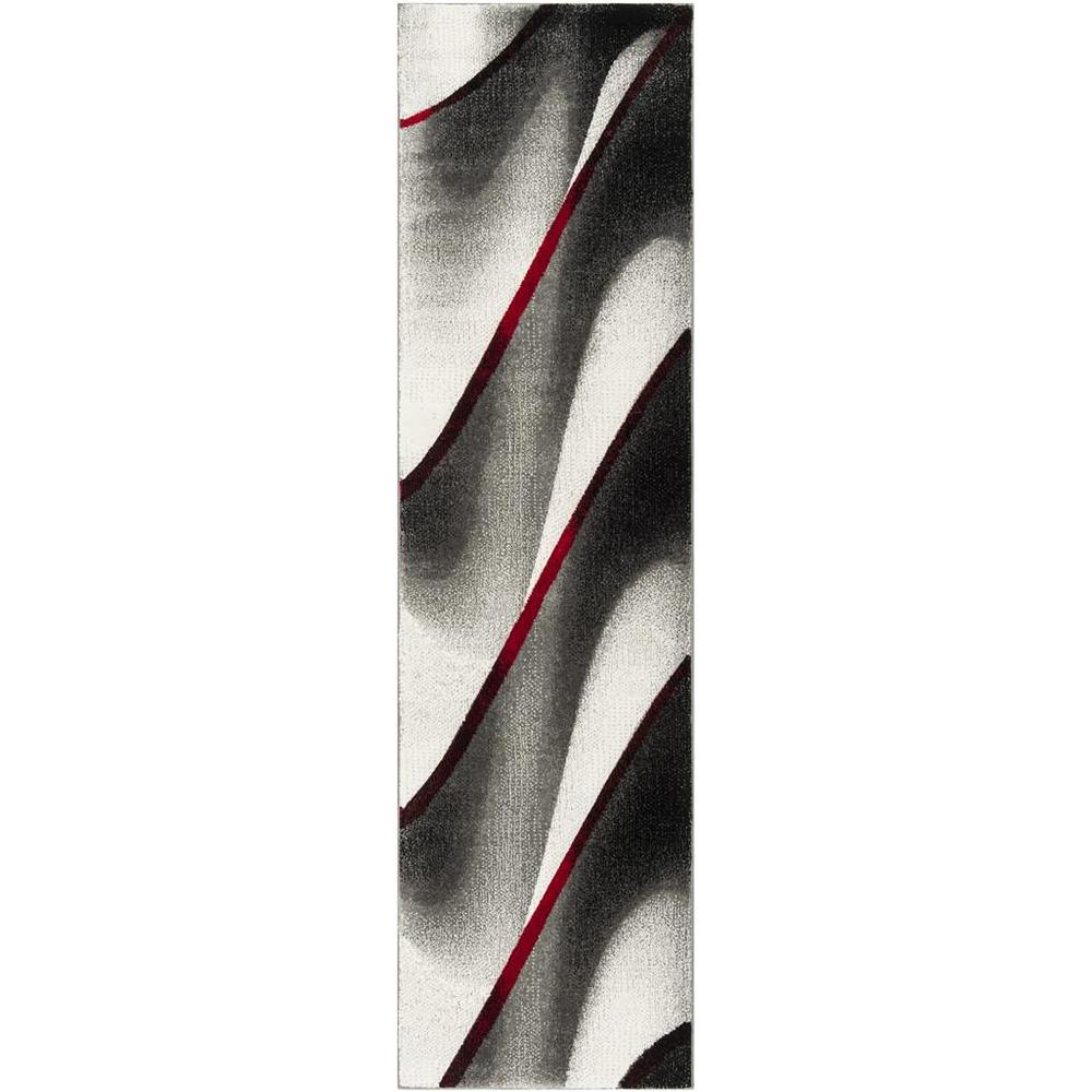 HOLLYWOOD, GREY / RED, 2'-3" X 12', Area Rug. Picture 1