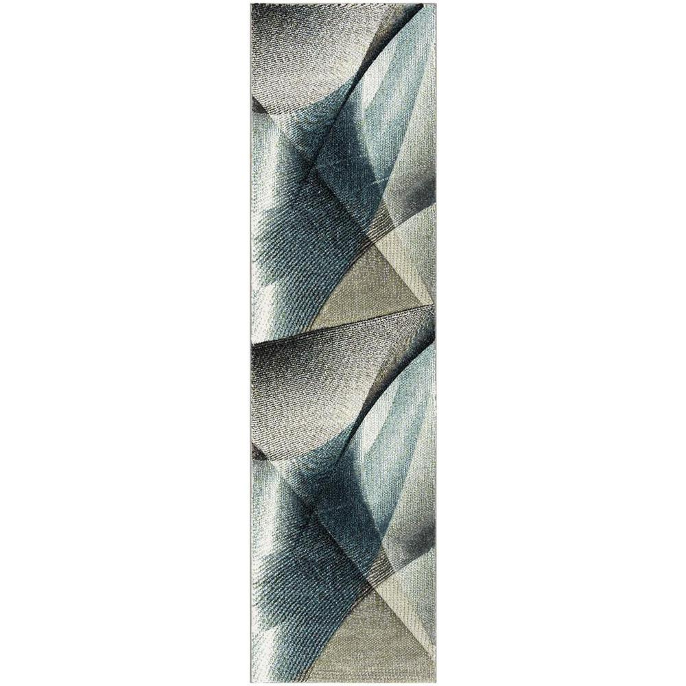 HOLLYWOOD, GREY / TEAL, 2'-3" X 12', Area Rug, HLW715D-212. Picture 1