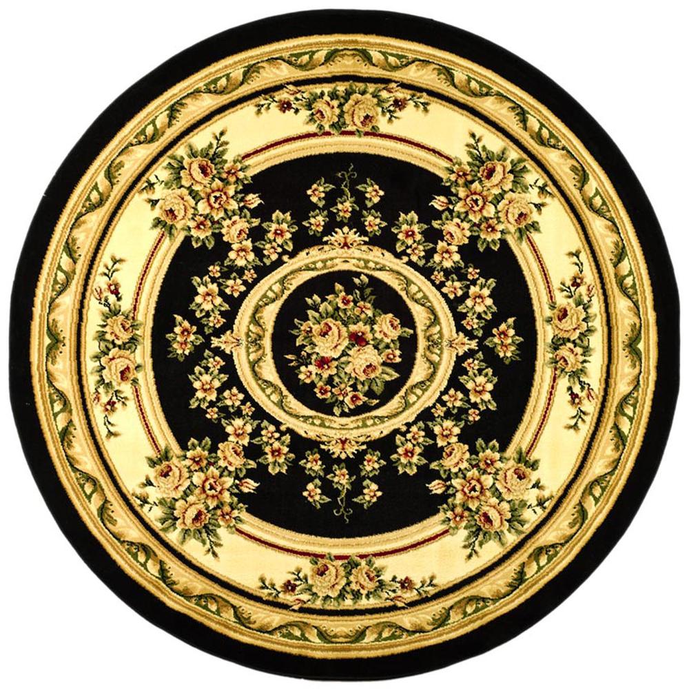 LYNDHURST, BLACK / IVORY, 8' X 8' Round, Area Rug, LNH218A-8R. Picture 1