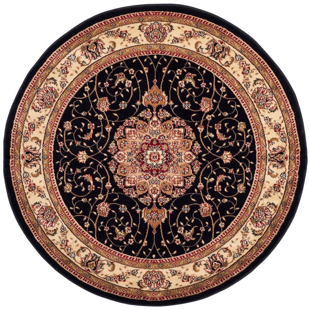 LYNDHURST, BLACK / IVORY, 5'-3" X 5'-3" Round, Area Rug, LNH329A-5R. Picture 1