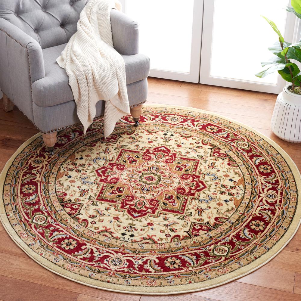 LYNDHURST, IVORY / RED, 8' X 8' Round, Area Rug, LNH330A-8R. Picture 2