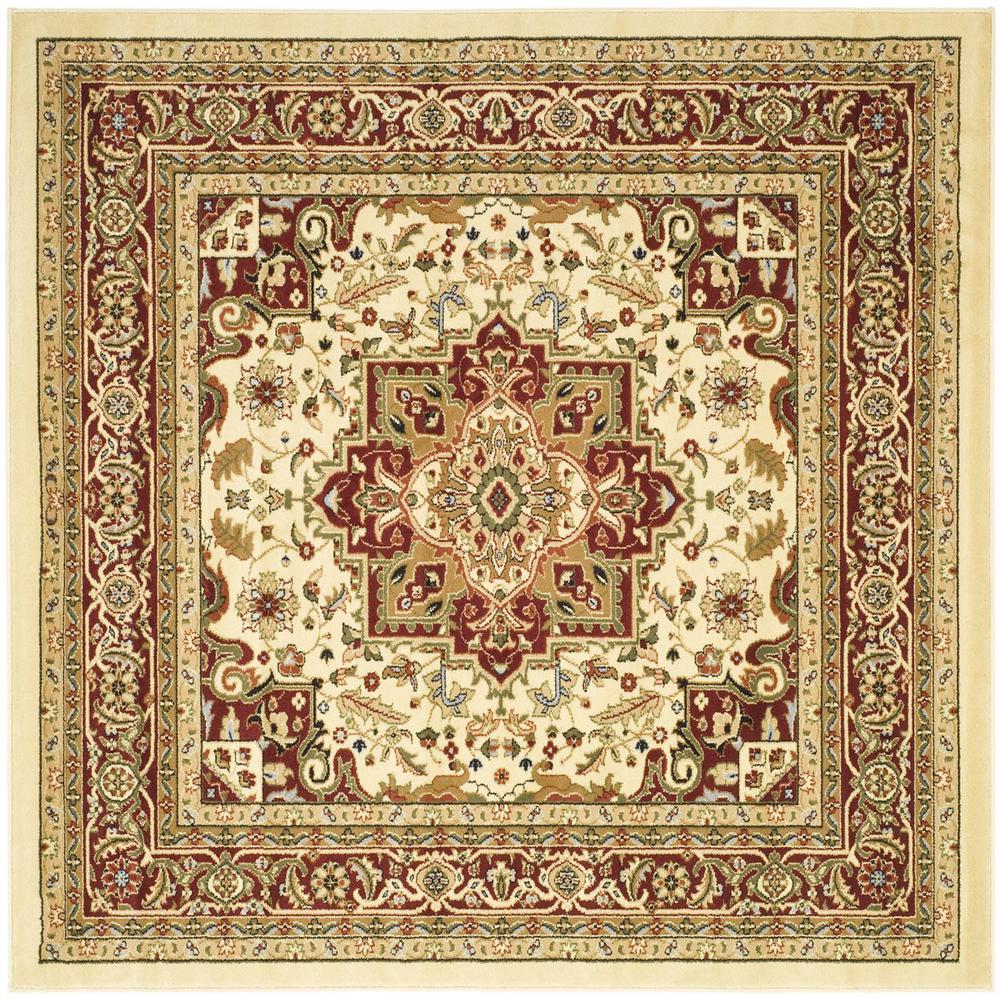 LYNDHURST, IVORY / RED, 5'-3" X 5'-3" Square, Area Rug. Picture 1