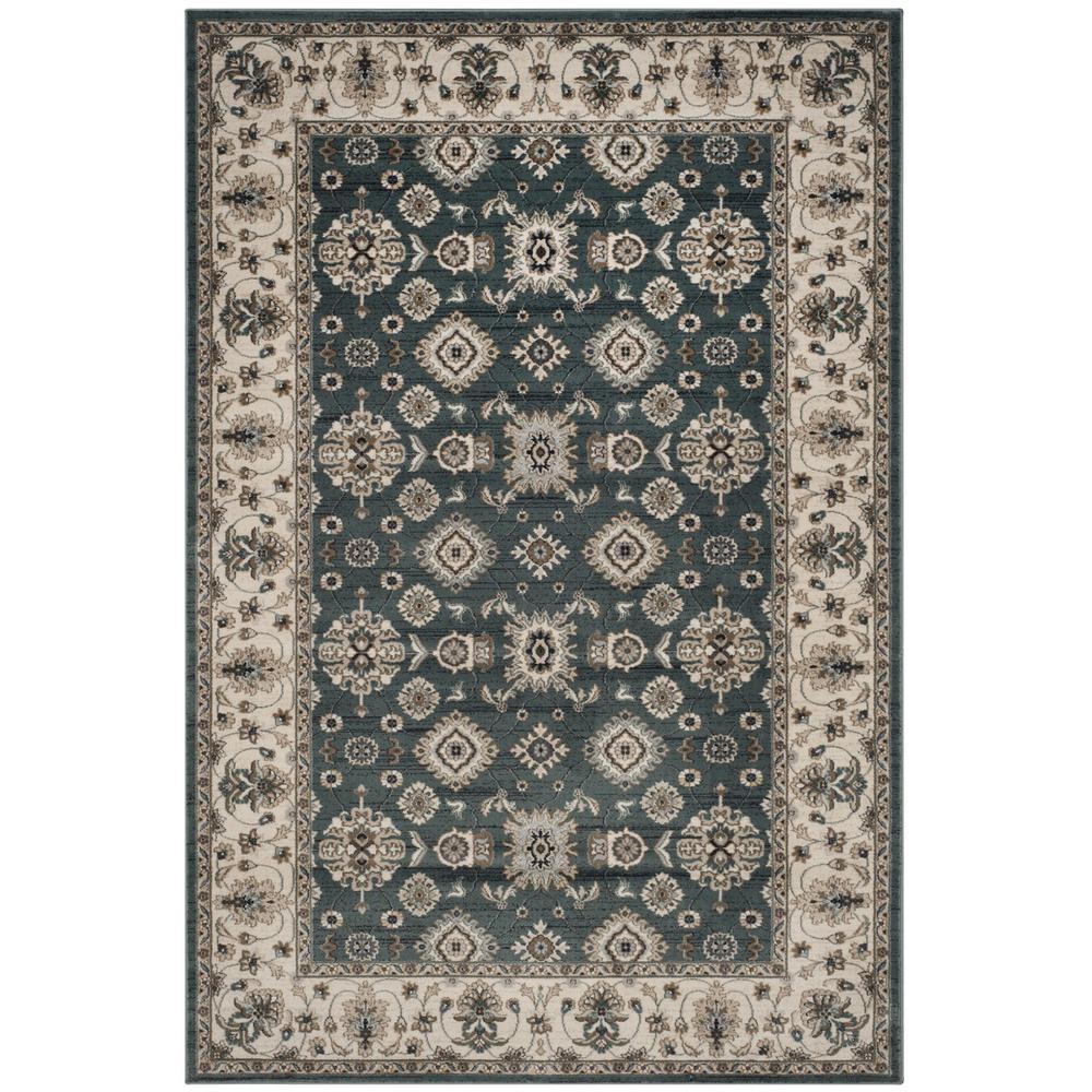 LYNDHURST, TEAL / CREAM, 5'-3" X 7'-6", Area Rug. Picture 1
