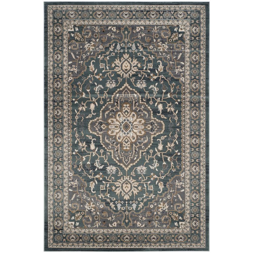 LYNDHURST, TEAL / GREY, 9' X 12', Area Rug. Picture 1