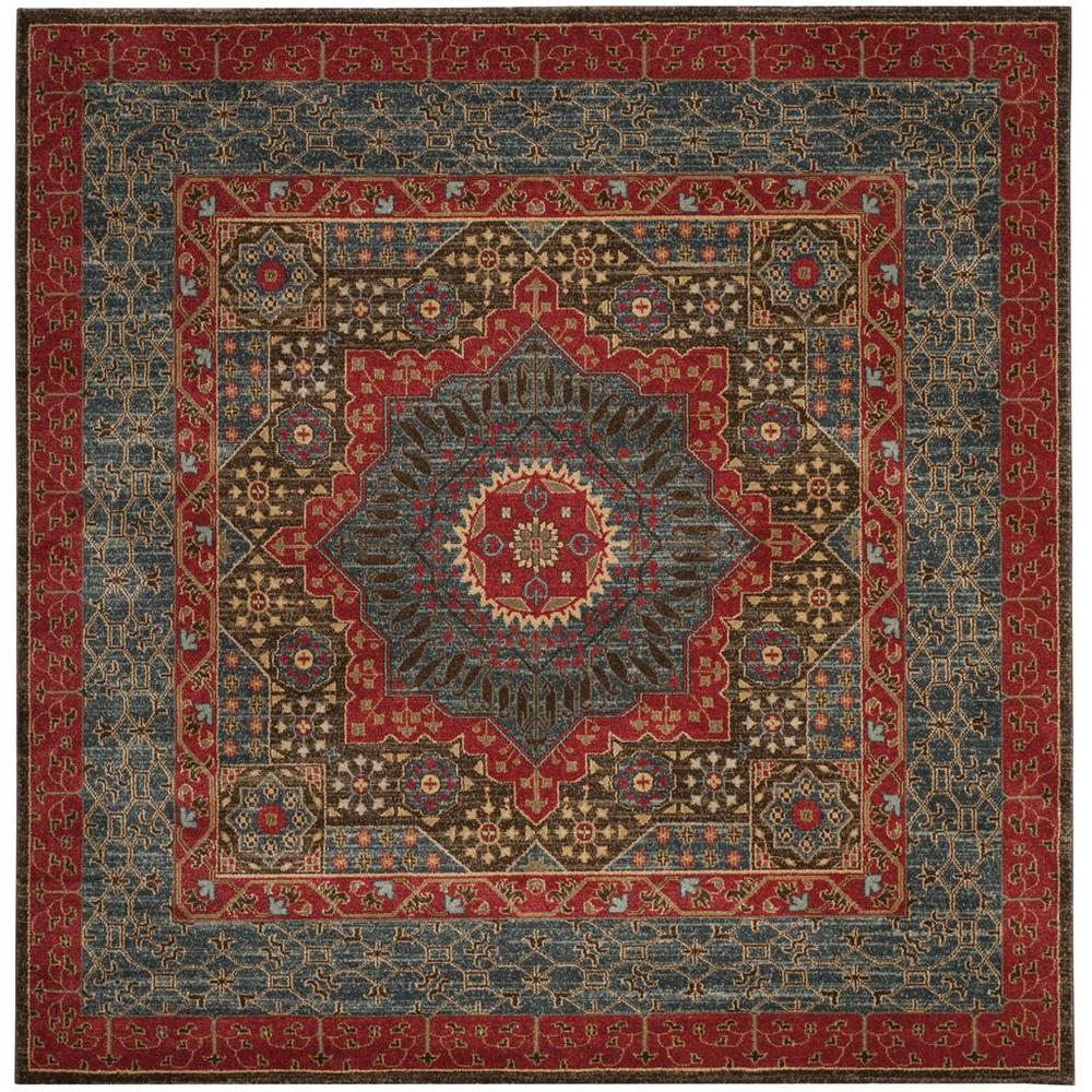 MAHAL, NAVY / RED, 6'-7" X 6'-7" Square, Area Rug, MAH620C-7SQ. Picture 1