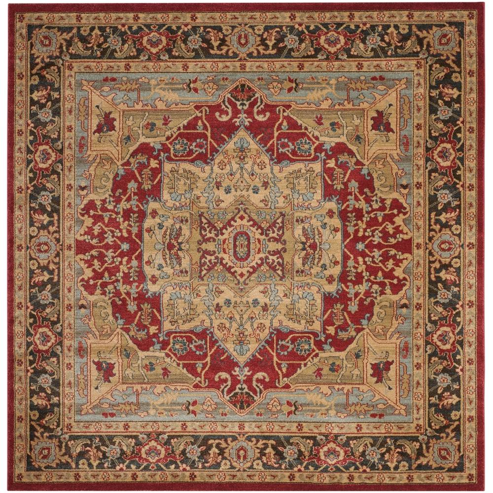 MAHAL, NATURAL / NAVY, 6'-7" X 6'-7" Square, Area Rug. Picture 1
