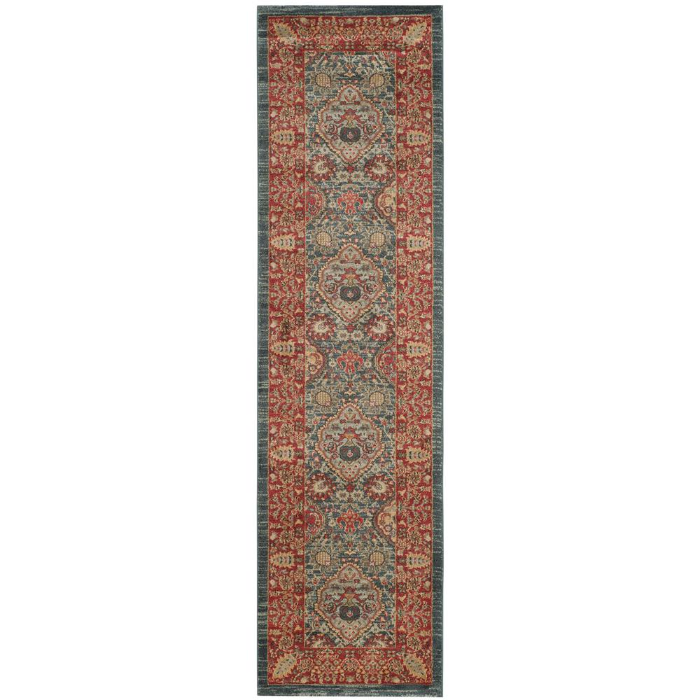 MAHAL, NAVY / RED, 2'-2" X 12', Area Rug, MAH655C-212. Picture 1