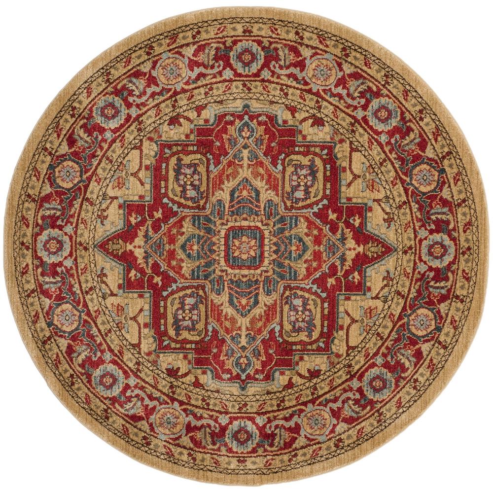 MAHAL, RED / NATURAL, 9' X 9' Round, Area Rug. Picture 1