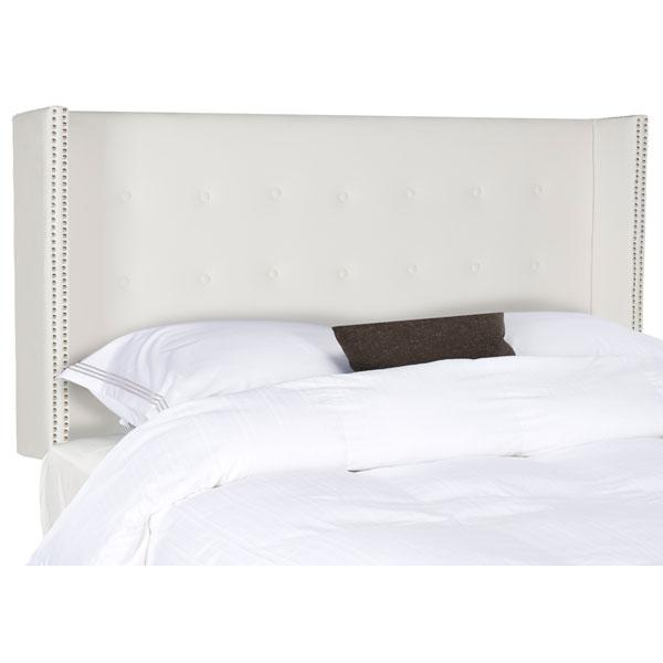 KEEGAN WHITE VELVET TUFTED  WINGED HEADBOARD - SILVER NAIL HEAD, MCR4007H-F. The main picture.