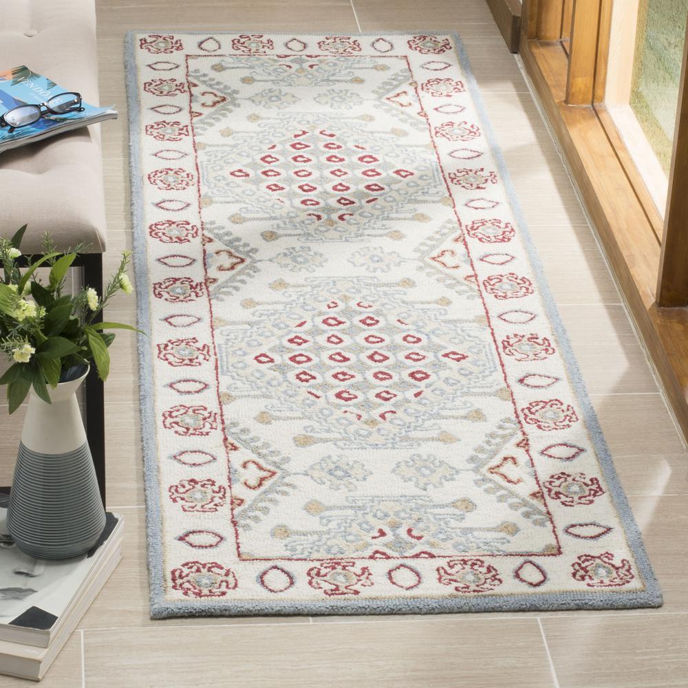 MICRO-LOOP, IVORY / RED, 2'-3" X 7', Area Rug. Picture 2