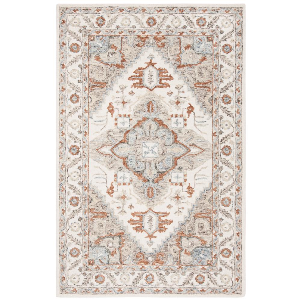 MICRO-LOOP, IVORY / RUST, 5' X 8', Area Rug. The main picture.