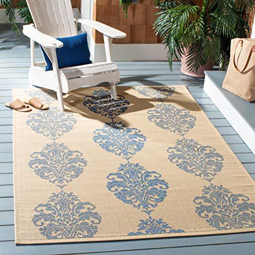 COURTYARD, NATURAL / BLUE, 7'-10" X 7'-10" Square, Area Rug, CY2720-3101-8SQ. Picture 1