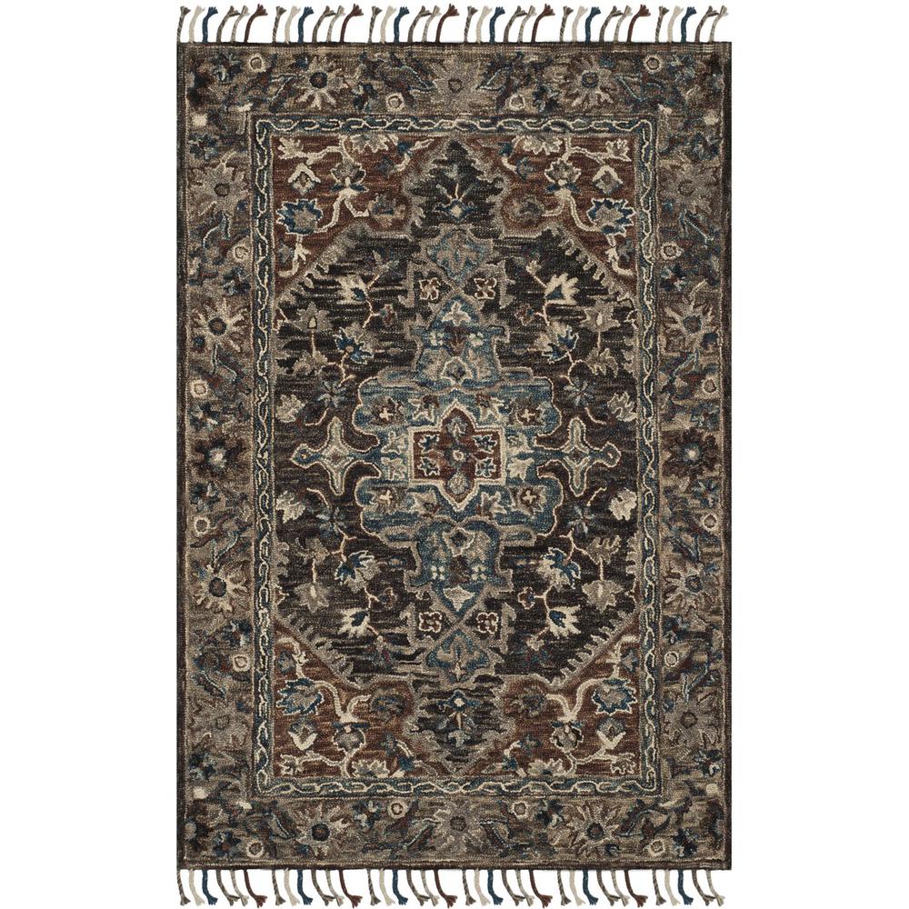 ASPEN, CHARCOAL / LIGHT BROWN, 4' X 6', Area Rug. Picture 1