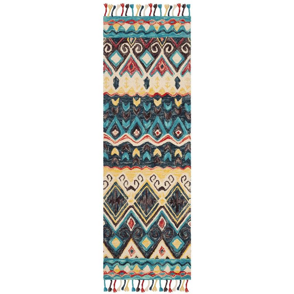 ASPEN, BLUE / RED, 2'-3" X 7', Area Rug, APN137A-27. Picture 1