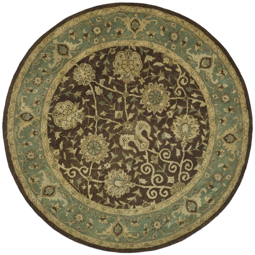ANTIQUITY, BROWN / GREEN, 8' X 8' Round, Area Rug, AT21G-8R. Picture 1