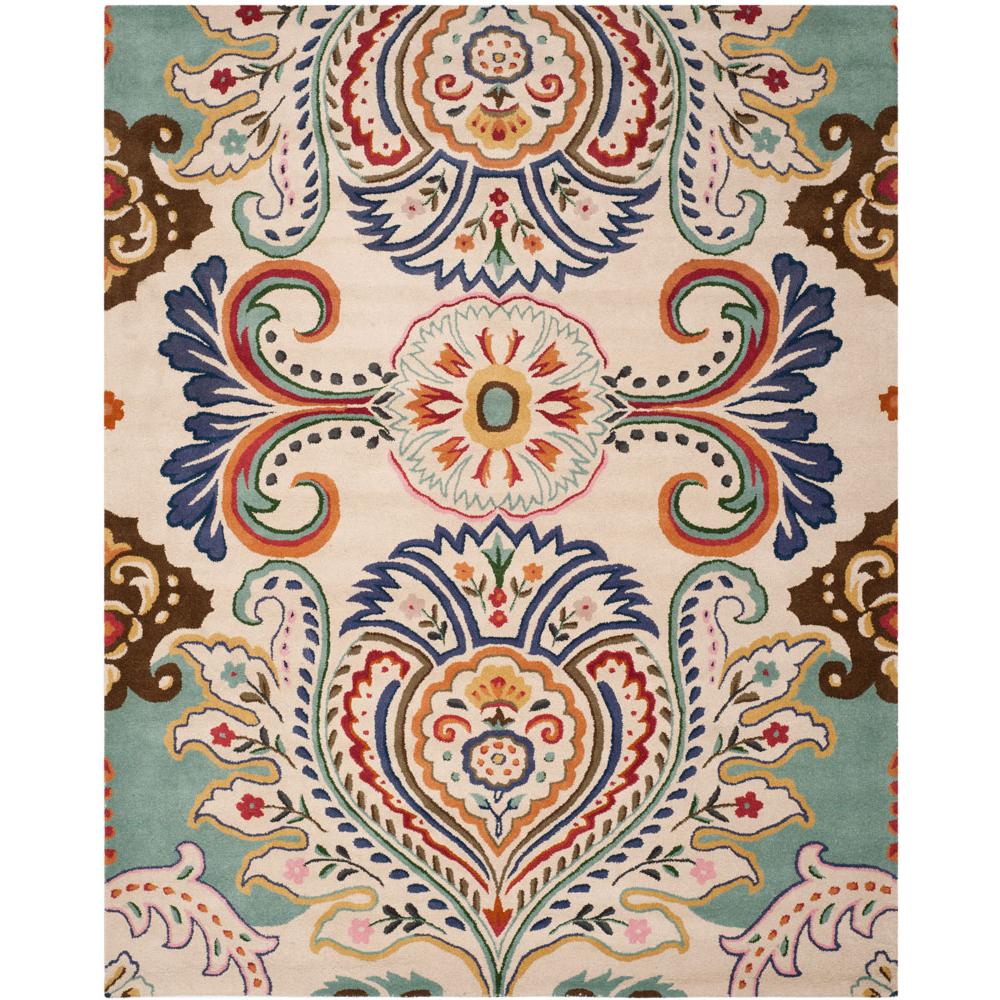 BELLA, IVORY / BLUE, 8'-9" X 12', Area Rug. Picture 1