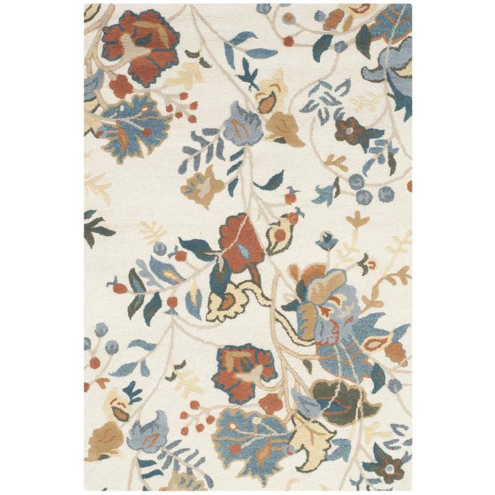 BLOSSOM, IVORY / BLUE, 5' X 8', Area Rug, BLM975A-5. Picture 1