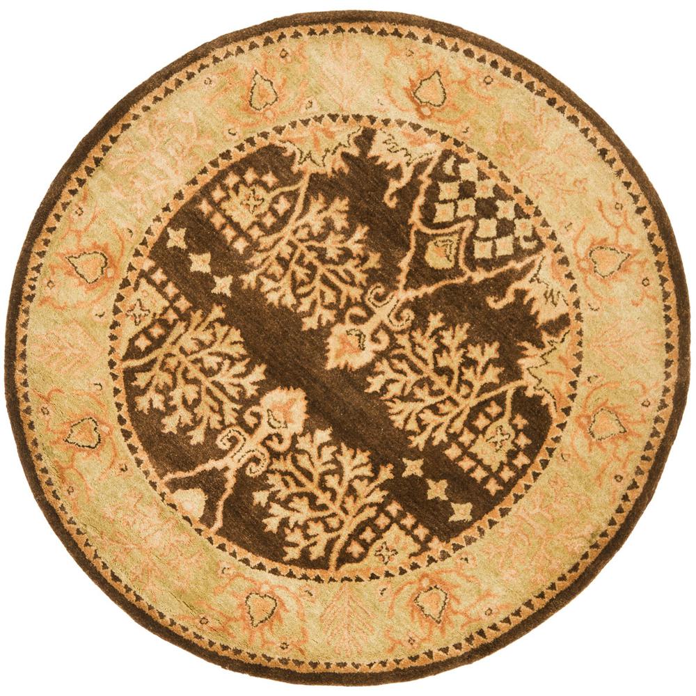 BERGAMA, BROWN / GREEN, 8' X 8' Round, Area Rug. Picture 1