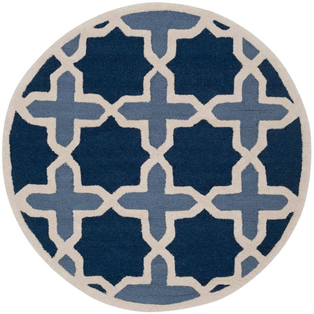 CAMBRIDGE, BLUE / IVORY, 8' X 8' Round, Area Rug, CAM127A-8R. Picture 1