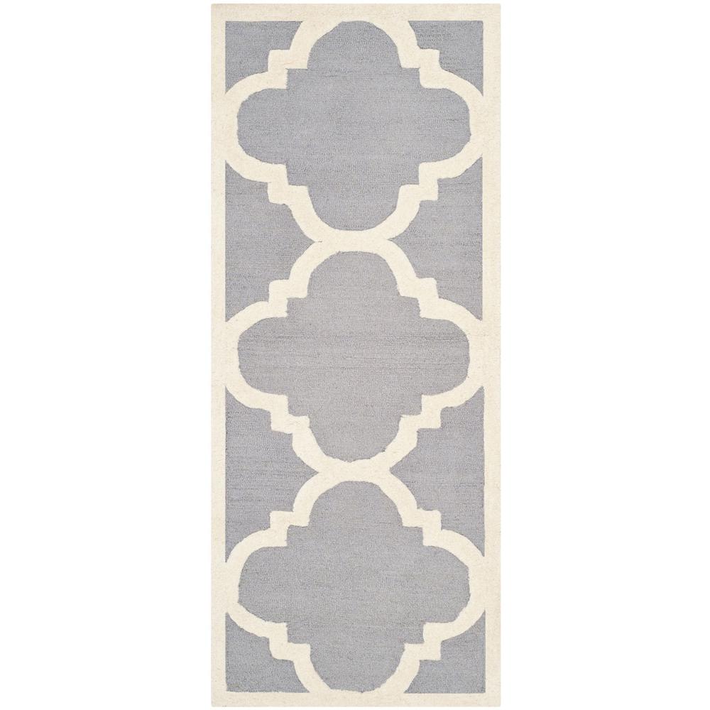 CAMBRIDGE, SILVER / IVORY, 2'-6" X 14', Area Rug, CAM140D-214. Picture 1
