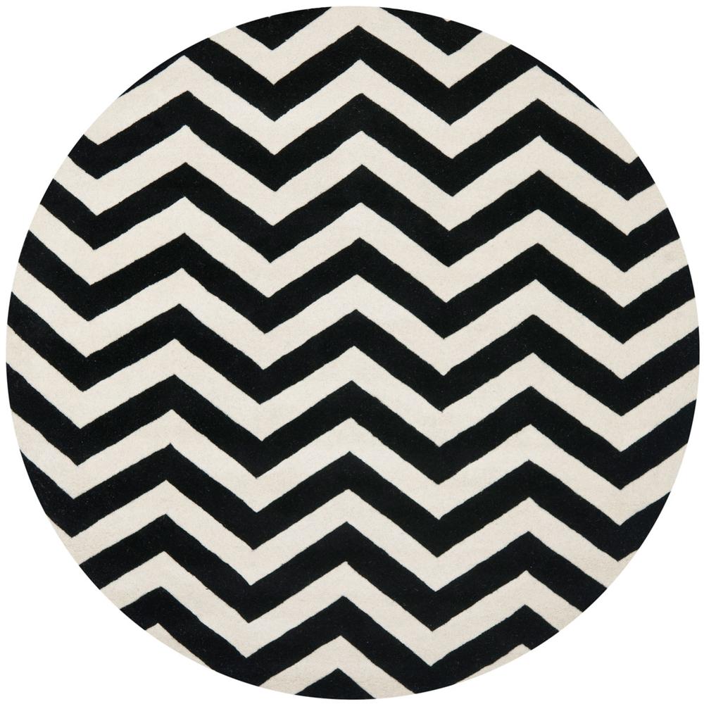 CHATHAM, IVORY / BLACK, 9' X 9' Round, Area Rug. Picture 1