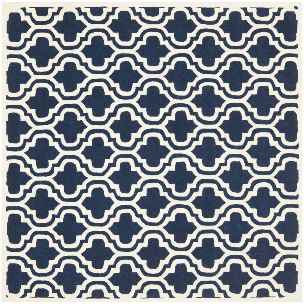 CHATHAM, DARK BLUE / IVORY, 7' X 7' Square, Area Rug, CHT727C-7SQ. Picture 1