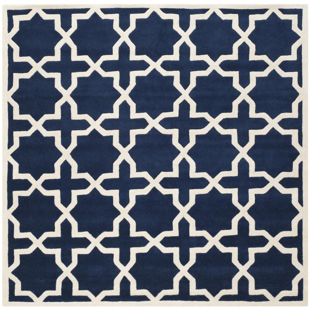 CHATHAM, DARK BLUE / IVORY, 7' X 7' Square, Area Rug, CHT732C-7SQ. Picture 1