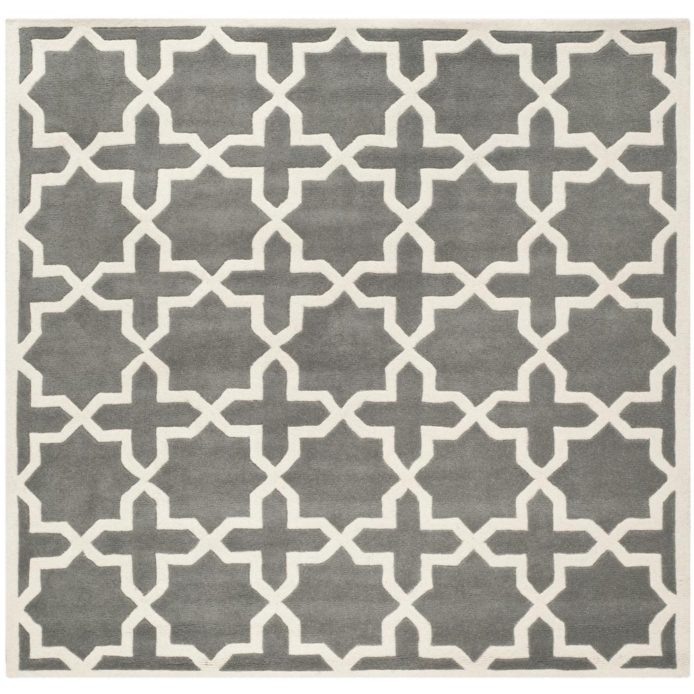 CHATHAM, DARK GREY / IVORY, 8'-9" X 8'-9" Square, Area Rug, CHT732D-9SQ. Picture 1