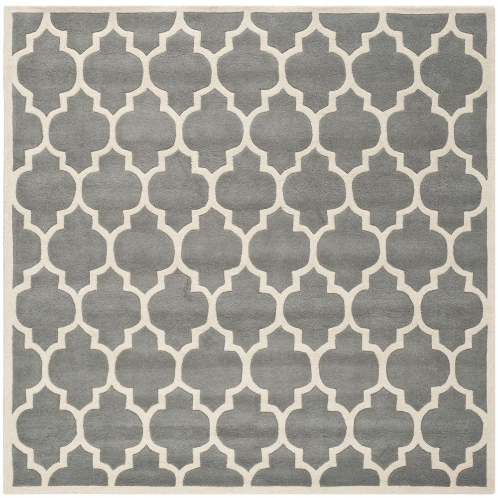 CHATHAM, DARK GREY / IVORY, 8'-9" X 8'-9" Square, Area Rug, CHT734D-9SQ. Picture 1
