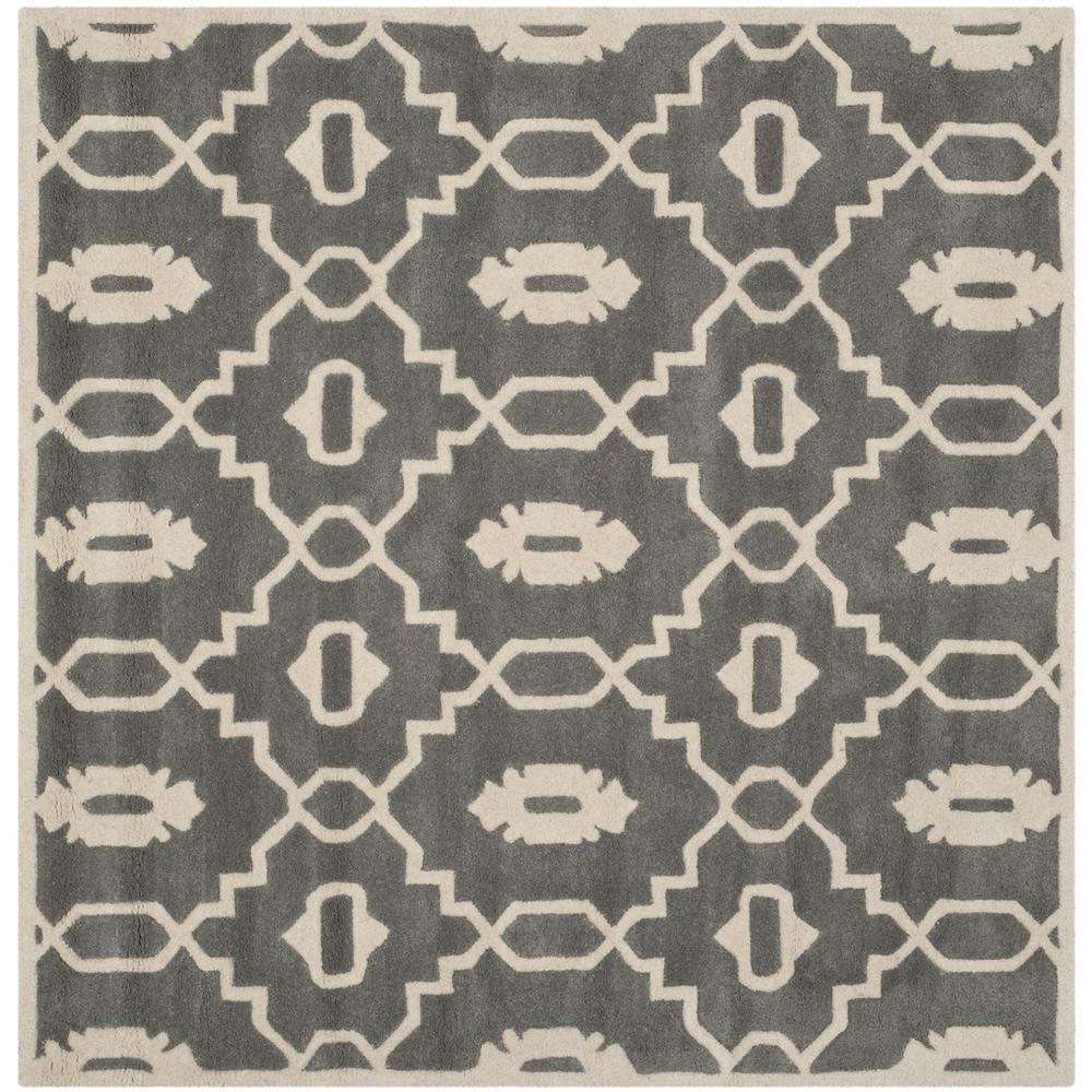 CHATHAM, DARK GREY / IVORY, 7' X 7' Square, Area Rug, CHT745D-7SQ. Picture 1