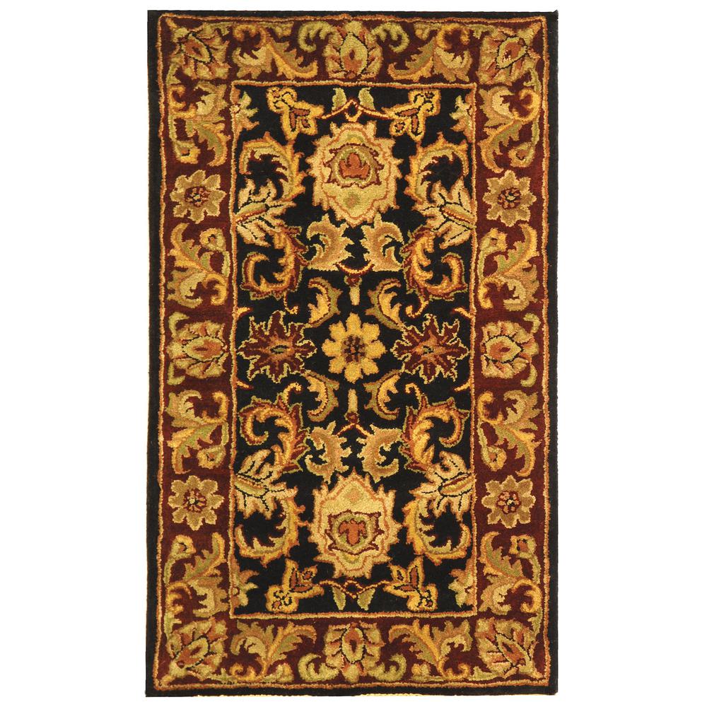 CLASSIC, BLACK / BURGUNDY, 2'-6" X 6', Area Rug. Picture 1