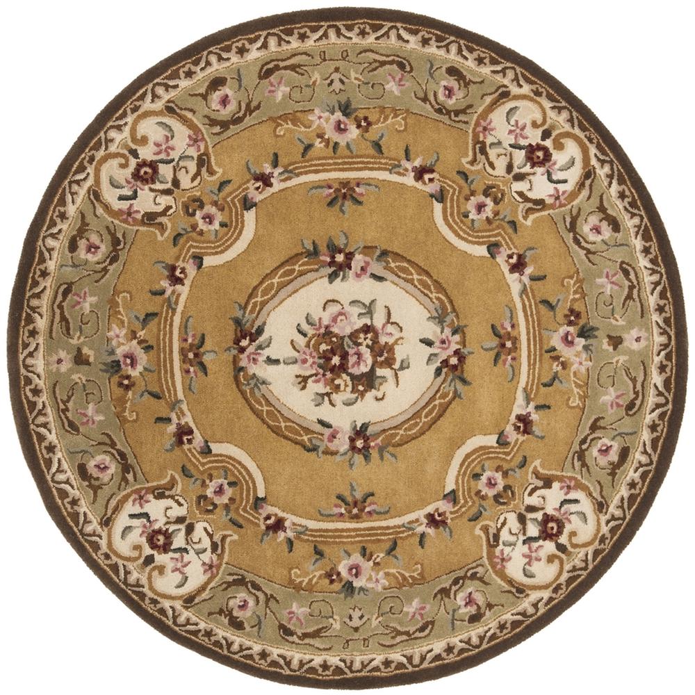 CLASSIC, LIGHT GOLD / GREEN, 8' X 8' Round, Area Rug. The main picture.