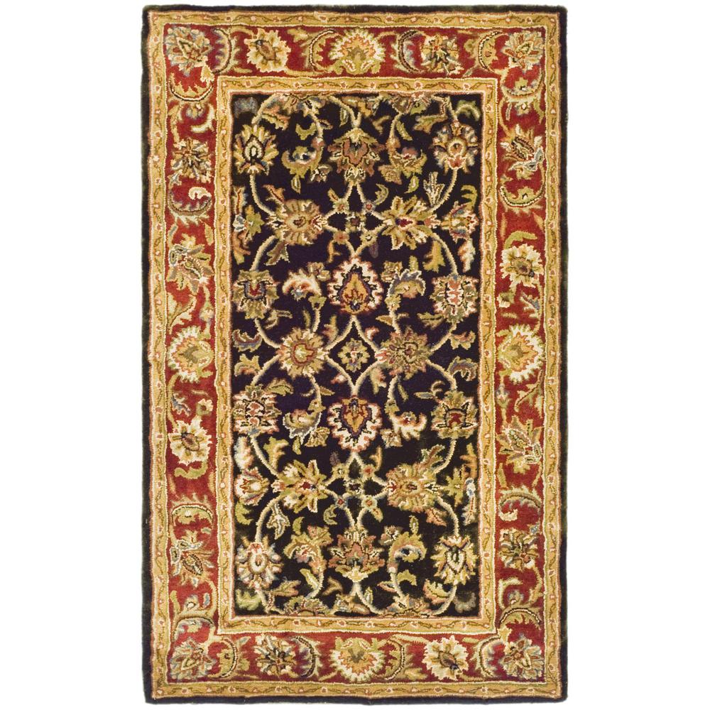 CLASSIC, DARK OLIVE / RED, 3' X 5', Area Rug. Picture 1