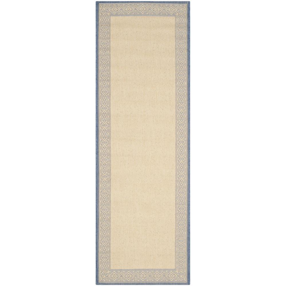 COURTYARD, NATURAL / BLUE, 6'-7" X 6'-7" Square, Area Rug, CY2099-3101-7SQ. Picture 1