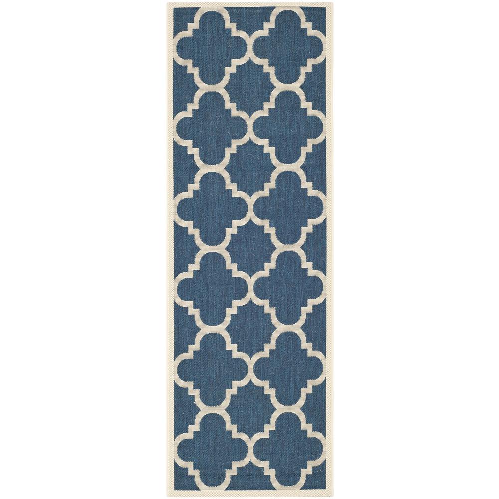 COURTYARD, NAVY / BEIGE, 2'-3" X 14', Area Rug, CY6243-268-214. Picture 1